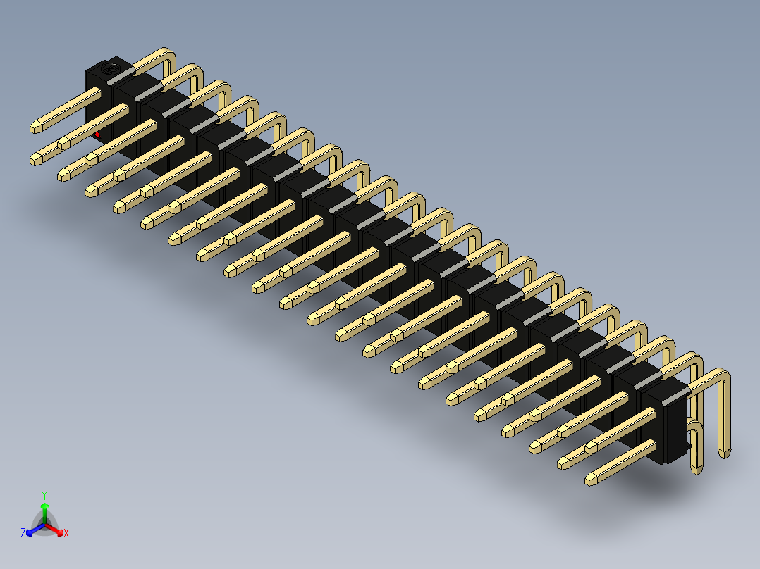 彩色公排针 100mil 2.54mm 系列-DS1022_black_2x21p_100mil_TypeD_rev1.0正等轴测图