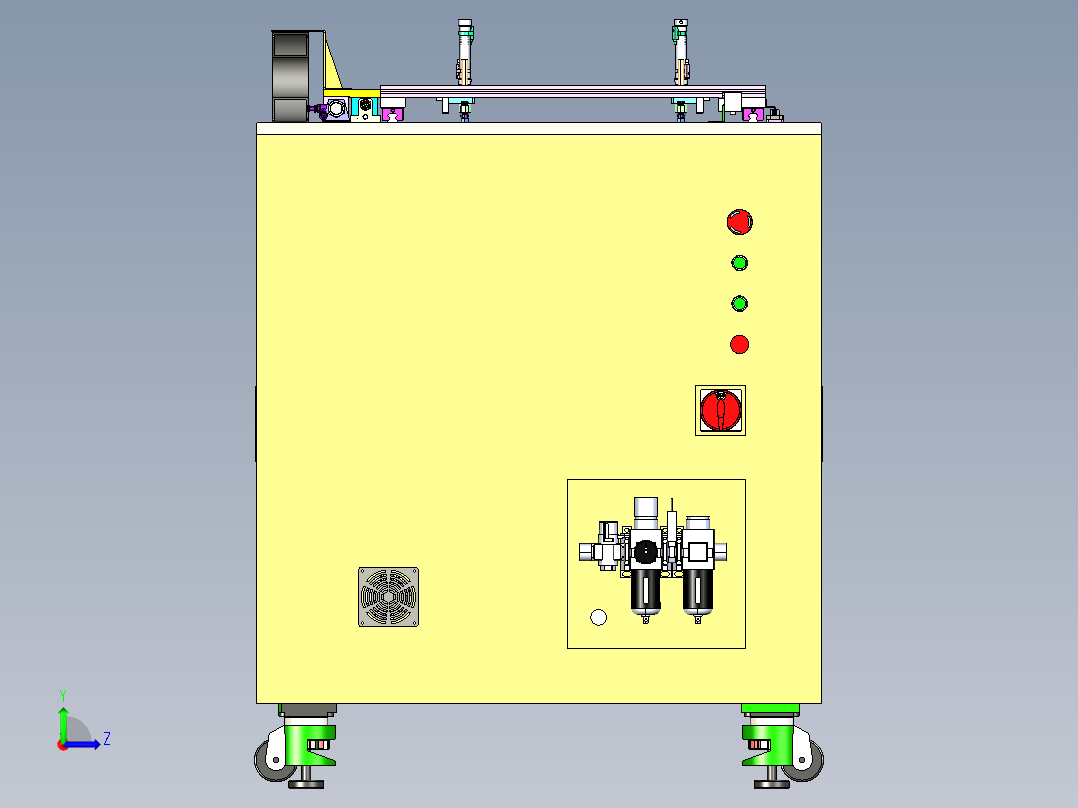 摆盘上料机3D图纸 3D模型自动化设备3D图纸3D模型 上料机机械3D图纸左视图