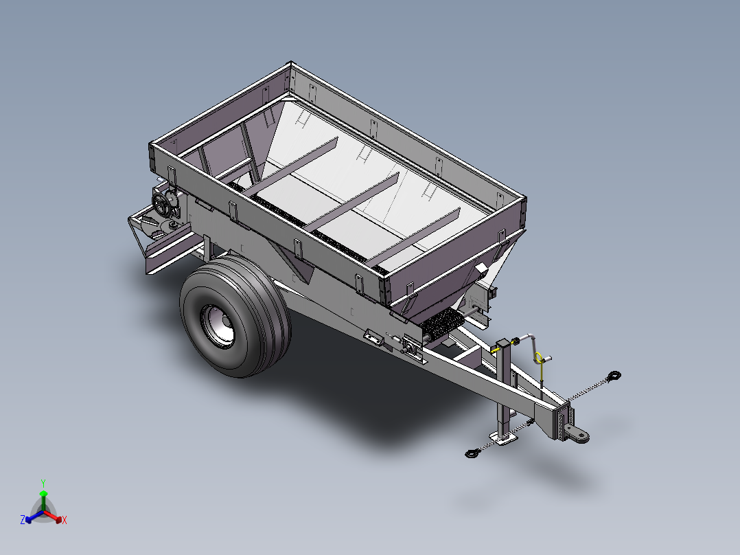 牵引式撒肥车 液压驱动正等轴测图