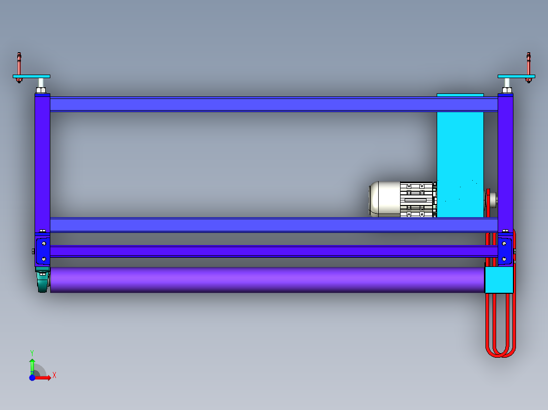 滚筒输送机roller-conveyor-1-STP前视图