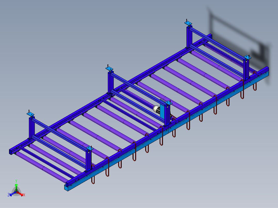 滚筒输送机roller-conveyor-1-STP正等轴测图