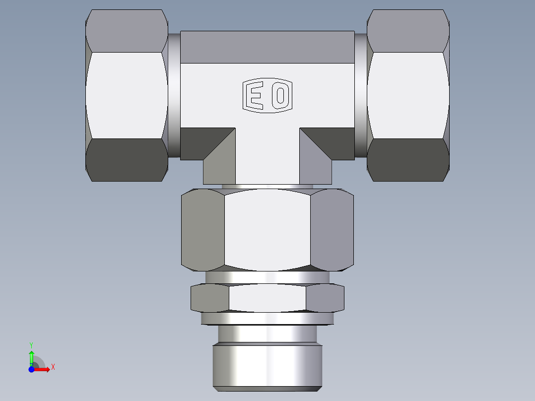 卡套式工业通用硬管接头EO_Assembled_adjustable_standpipe_branch_tee_EVT22LR71前视图