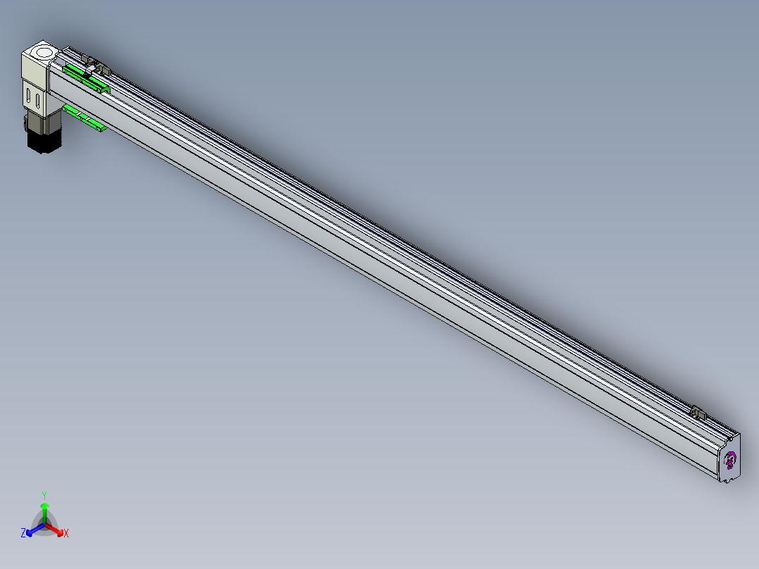 同步带滑台-半封闭B10-L90-S1700-L-P40-D3正等轴测图