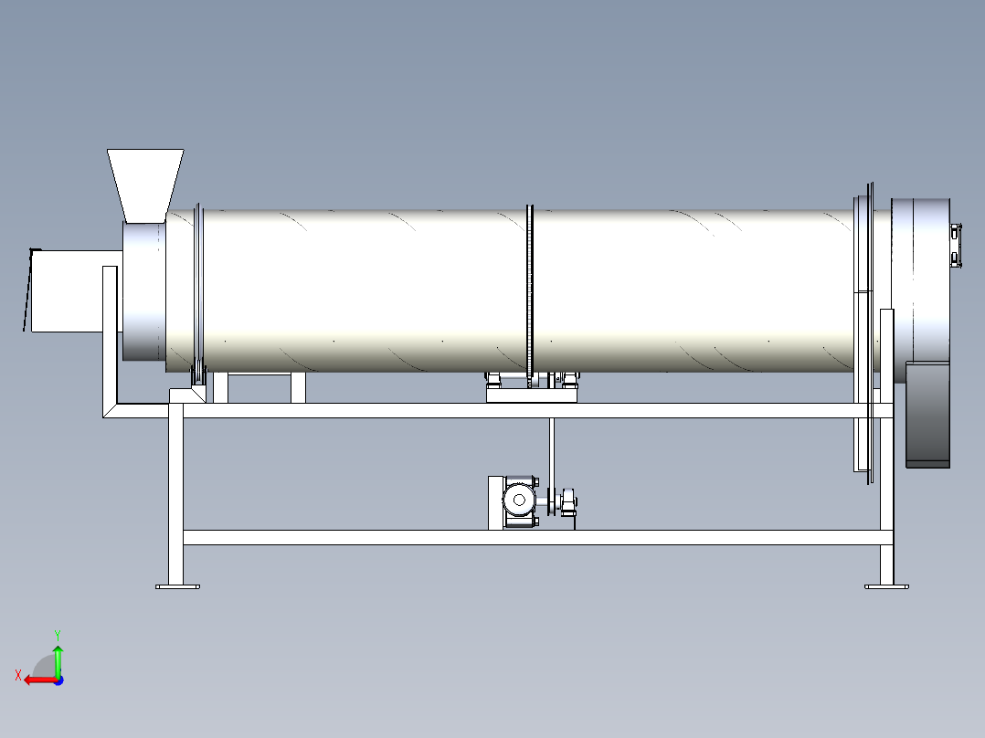 回转滚筒干燥机三维模型后视图