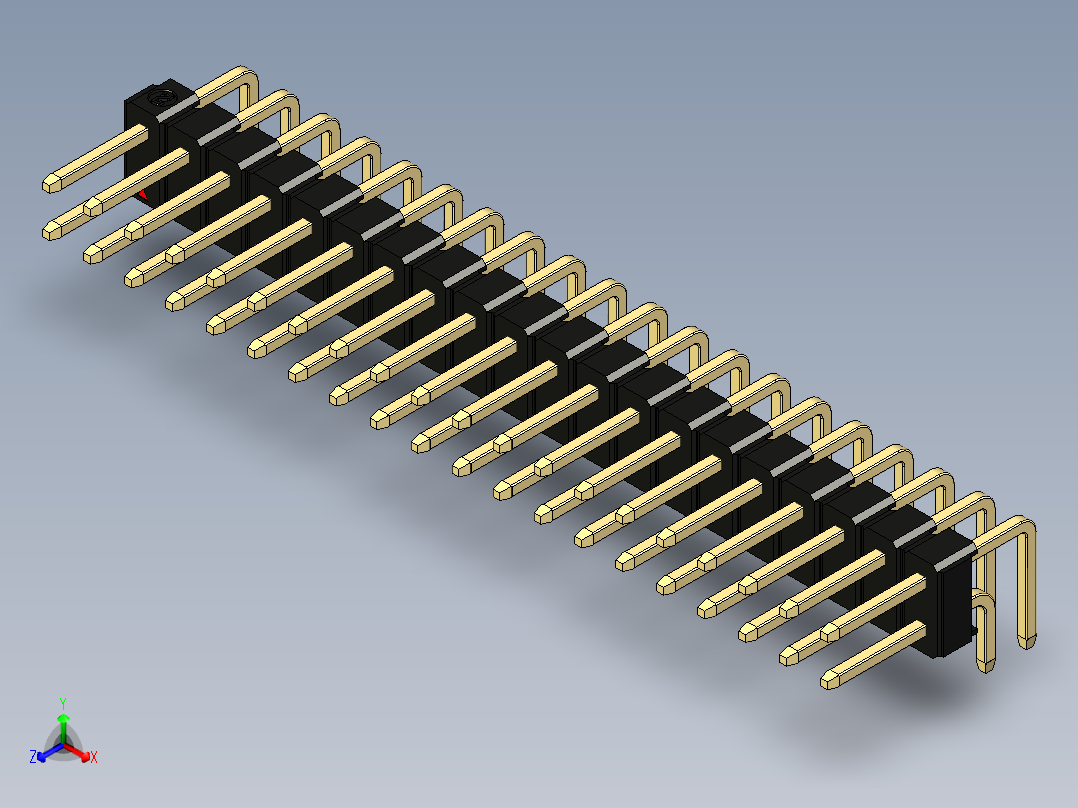 彩色公排针 100mil 2.54mm 系列-DS1022_black_2x20p_100mil_TypeD_rev1.0