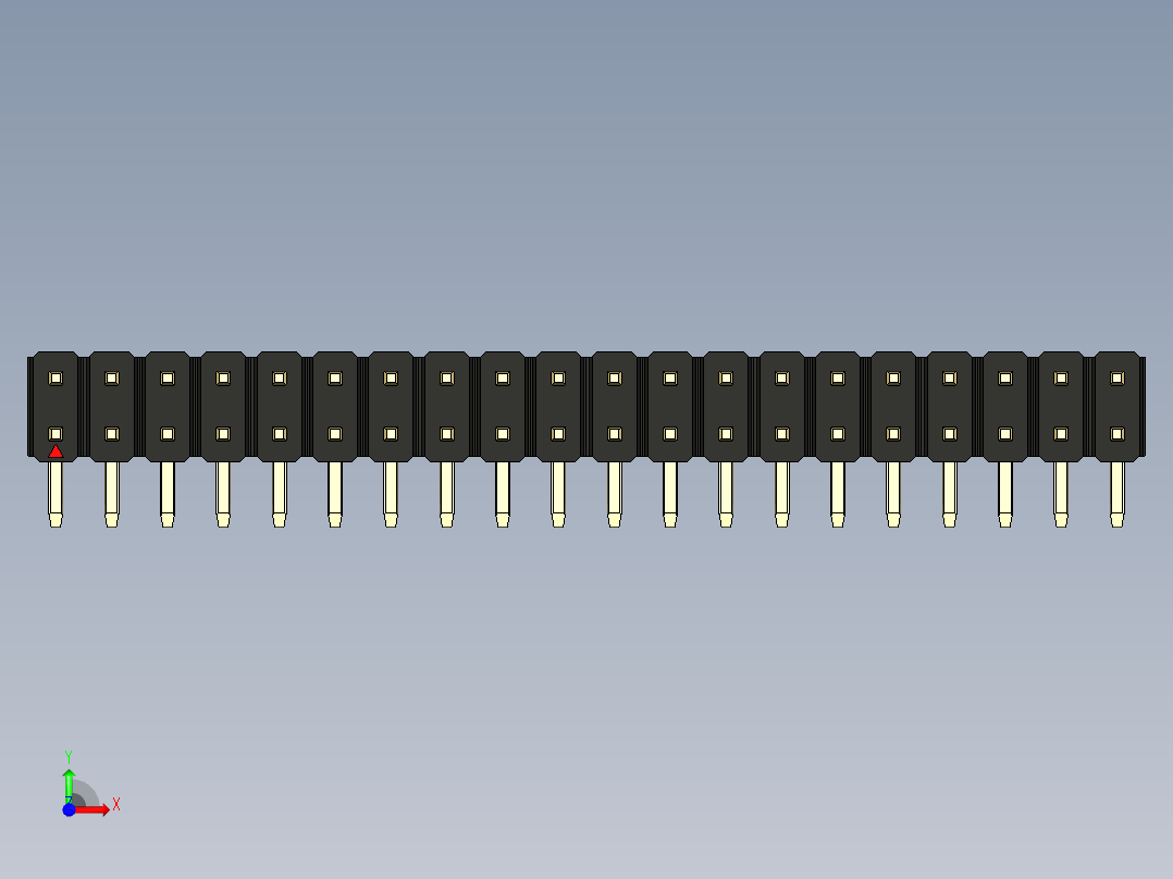 彩色公排针 100mil 2.54mm 系列-DS1022_black_2x20p_100mil_TypeD_rev1.0前视图