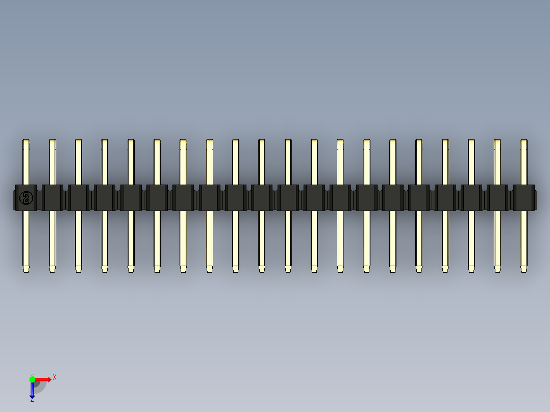 彩色公排针 100mil 2.54mm 系列-DS1022_black_2x20p_100mil_TypeD_rev1.0俯视图