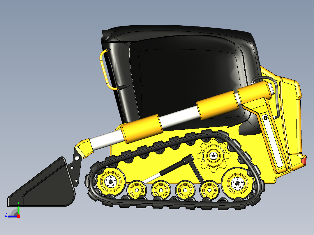 履带小型推土机 STEP STL右视图