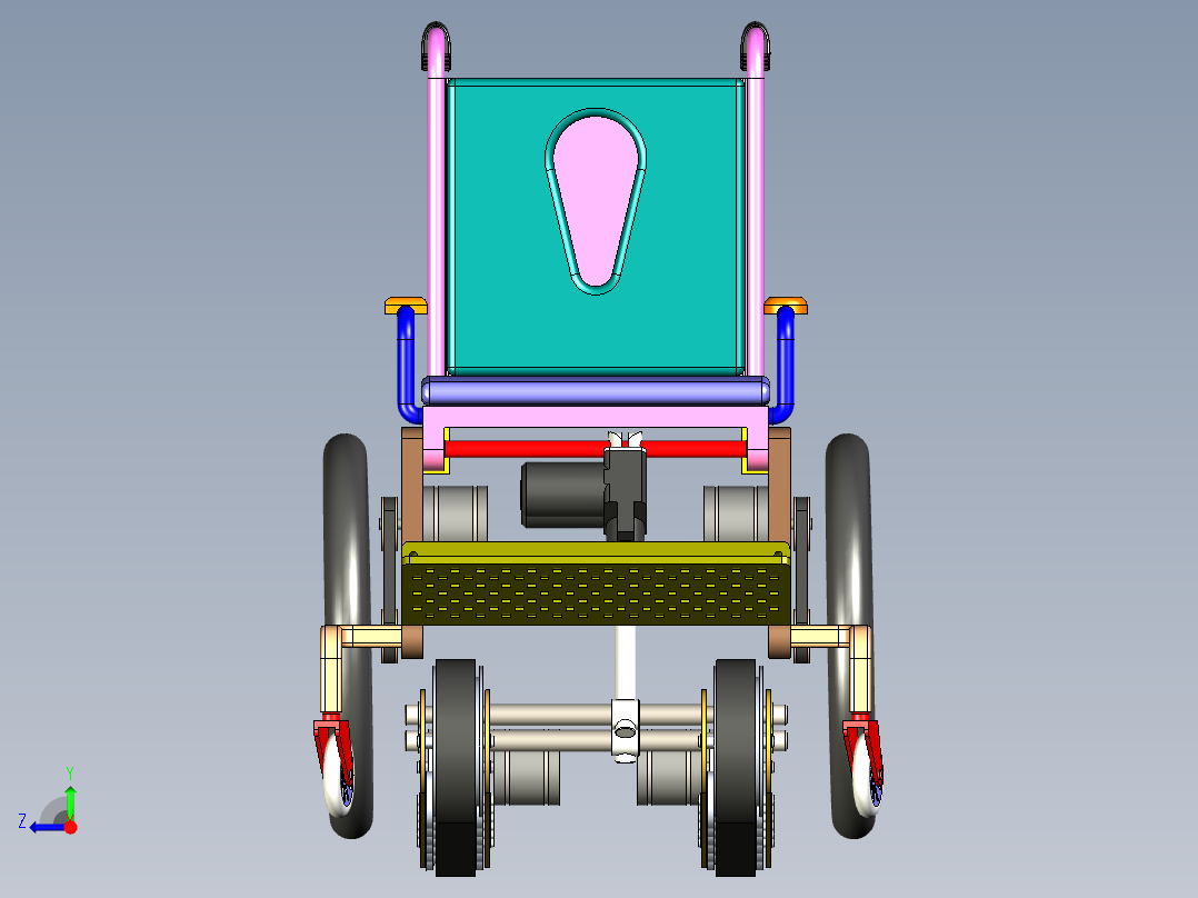 履带爬楼梯电动轮椅设计含三维二维说明书右视图