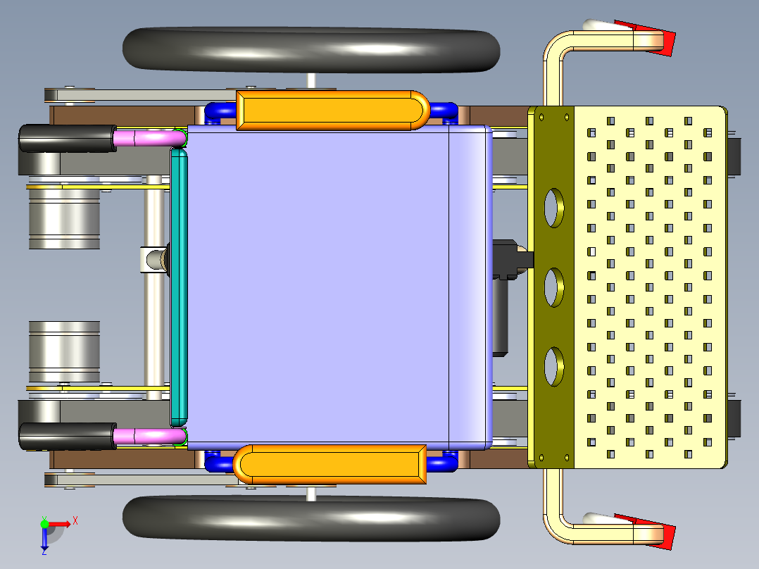 履带爬楼梯电动轮椅设计含三维二维说明书俯视图