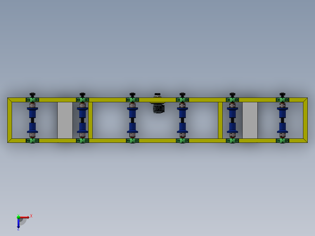 4m托辊线sw18可编辑俯视图