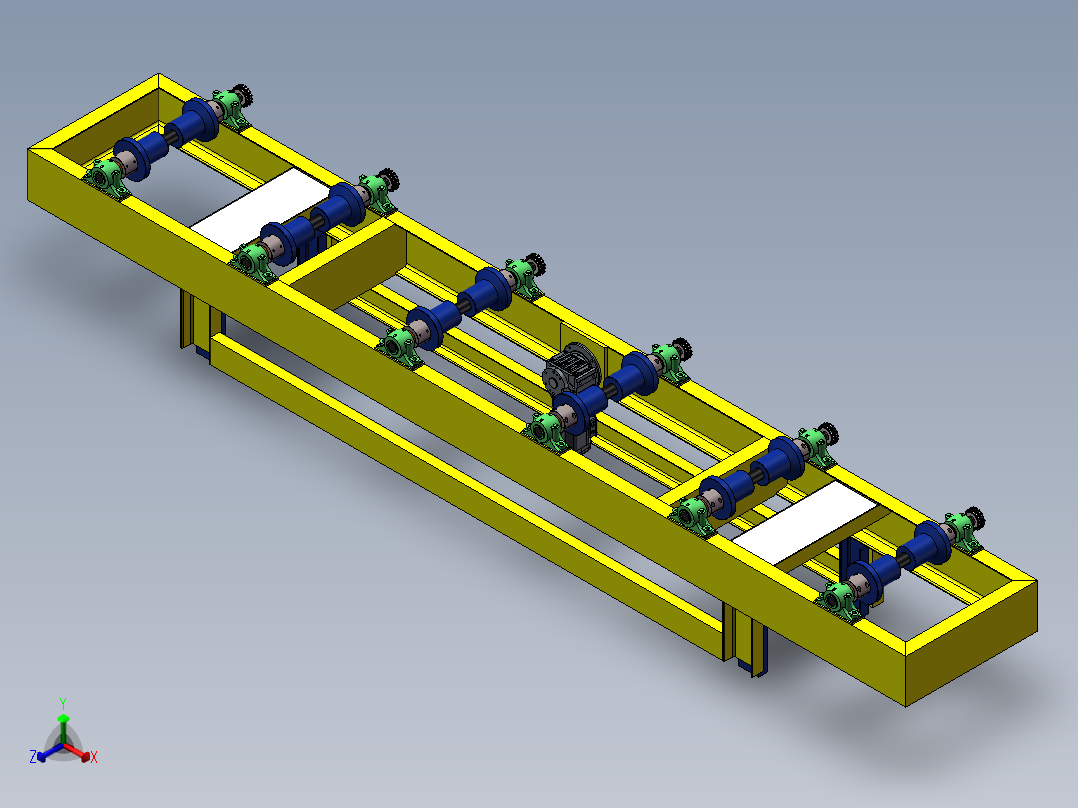 4m托辊线sw18可编辑正等轴测图