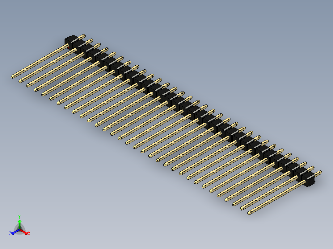 彩色公头100mil（2.54mm）系列-DS1021_black_1x32p_100mil_Type19_rev1.0正等轴测图