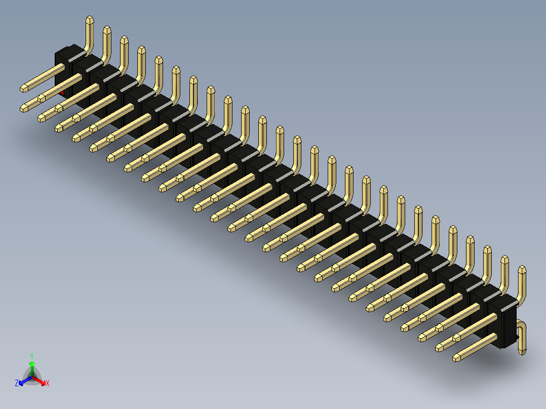 彩色公排针 100mil 2.54mm 系列-DS1022_black_52p_100mil_TypeSMT_rev1.0正等轴测图