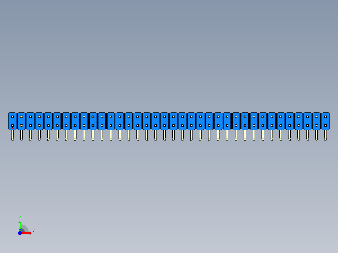 彩色公排针 100mil 2.54mm 系列-DS1022_blue_2x36p_100mil_TypeD_rev1.0前视图