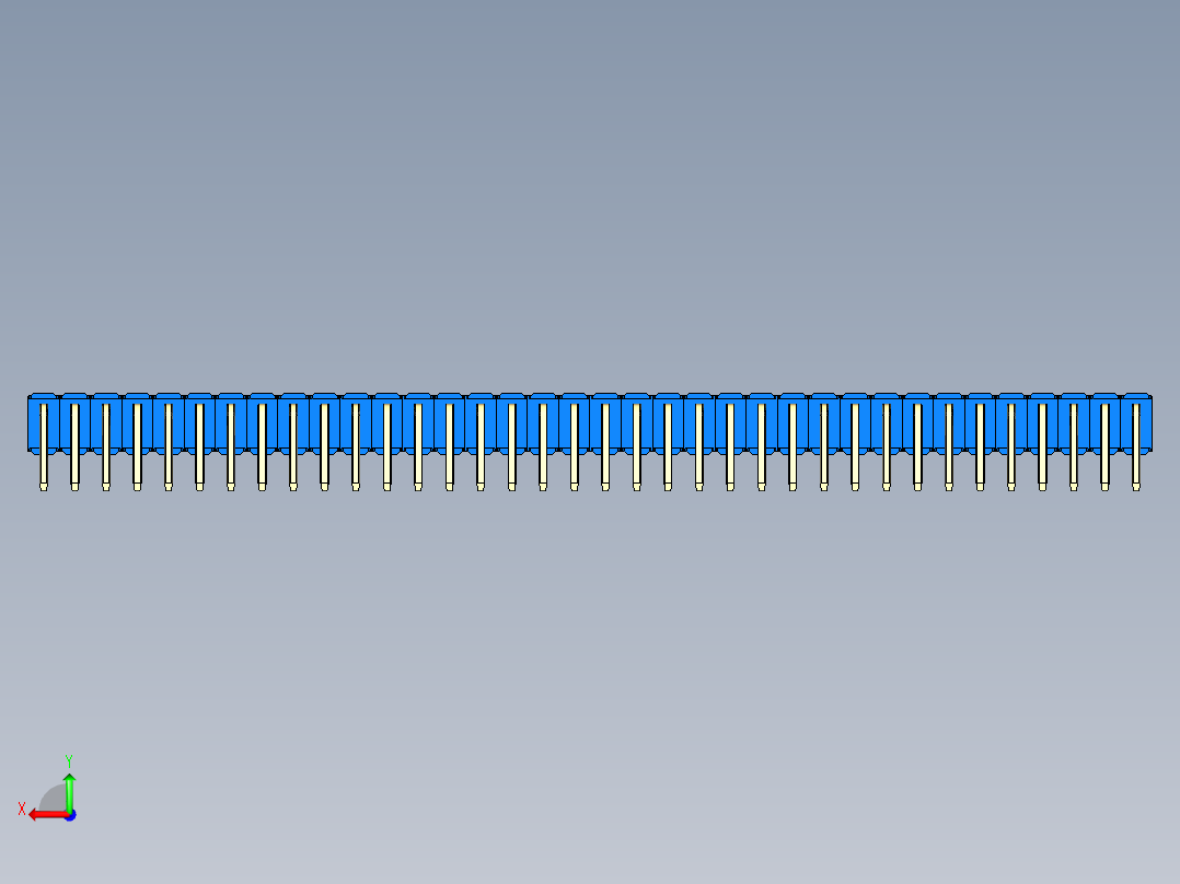 彩色公排针 100mil 2.54mm 系列-DS1022_blue_2x36p_100mil_TypeD_rev1.0后视图