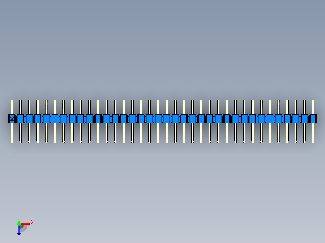 彩色公排针 100mil 2.54mm 系列-DS1022_blue_2x36p_100mil_TypeD_rev1.0俯视图