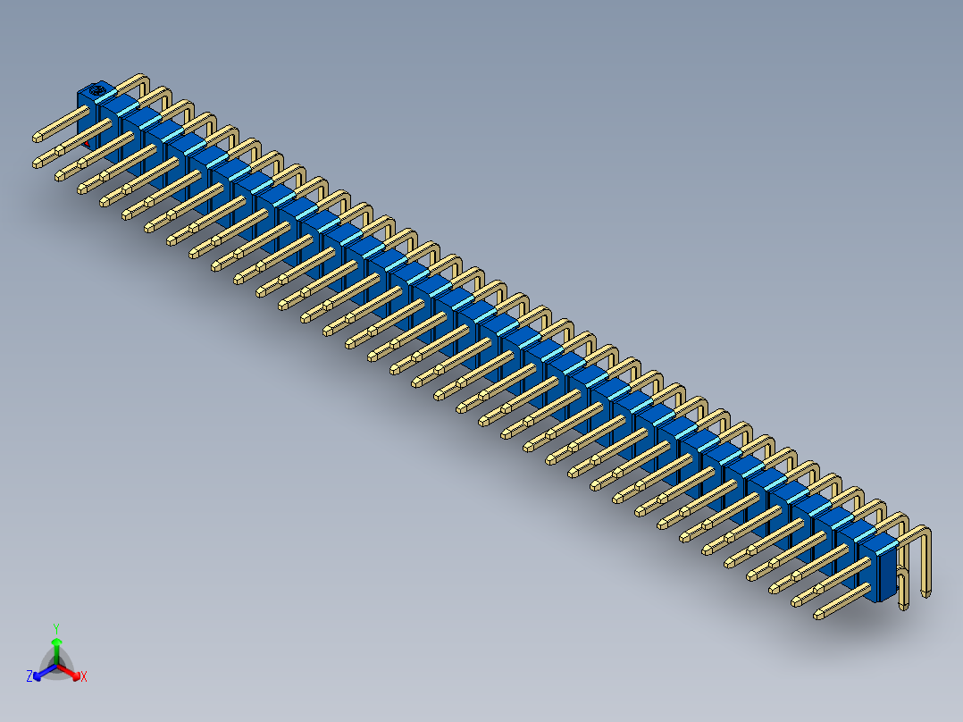 彩色公排针 100mil 2.54mm 系列-DS1022_blue_2x36p_100mil_TypeD_rev1.0正等轴测图