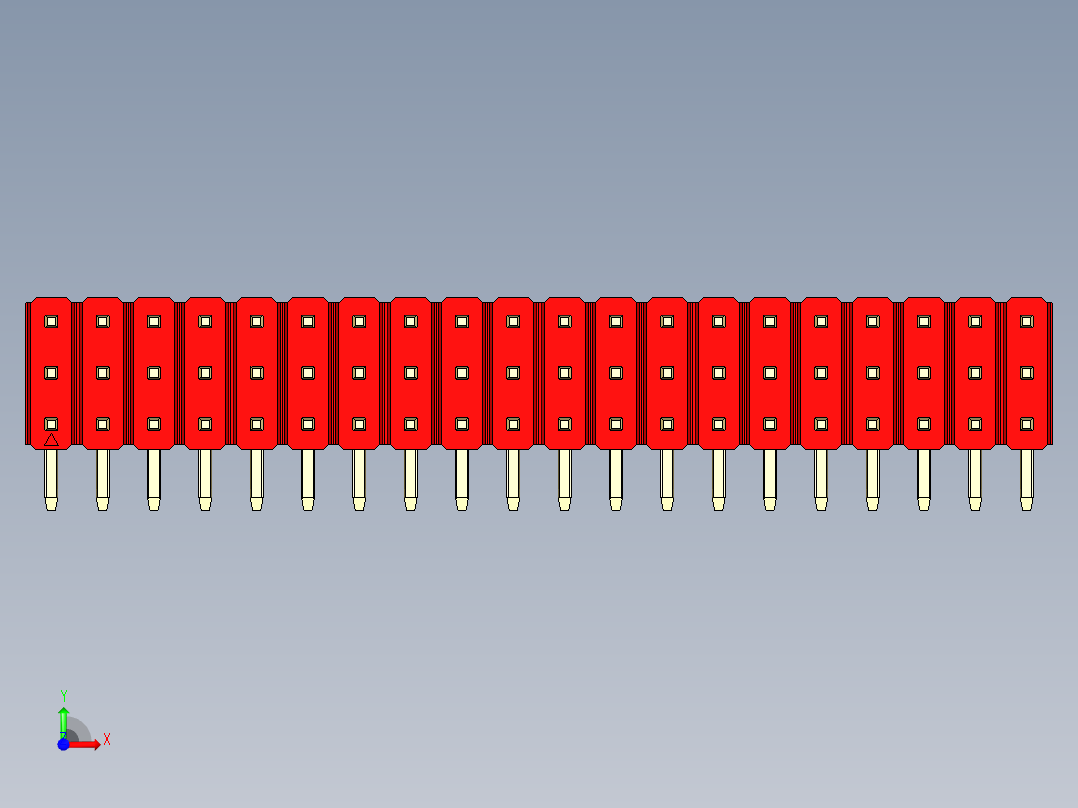 彩色公排针 100mil 2.54mm 系列-DS1022_red_3x20p_100mil_TypeD_rev1.0前视图