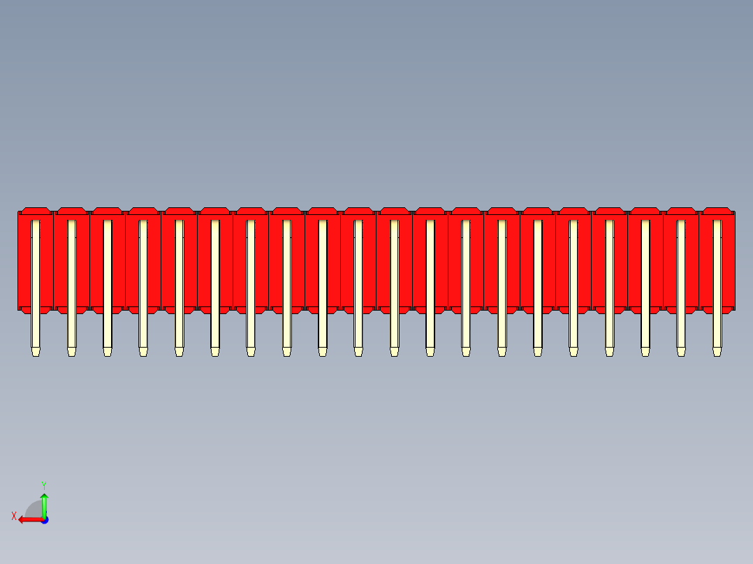 彩色公排针 100mil 2.54mm 系列-DS1022_red_3x20p_100mil_TypeD_rev1.0后视图