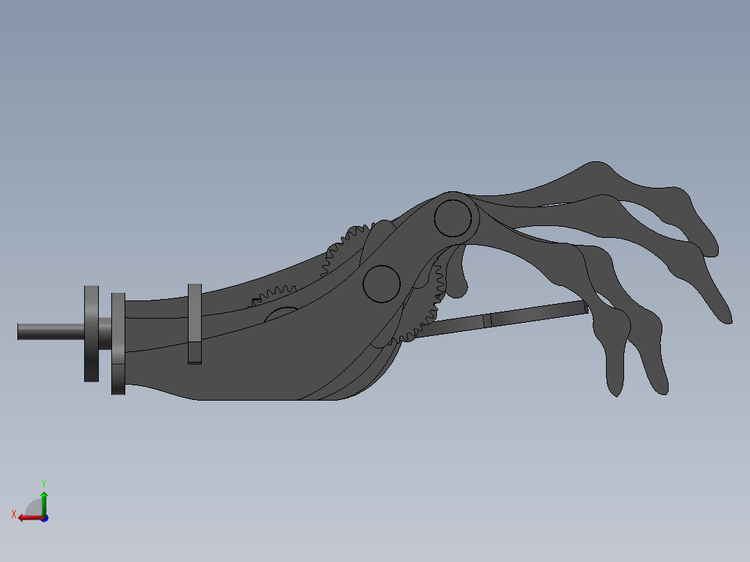 直齿型手摇机械手掌图纸后视图