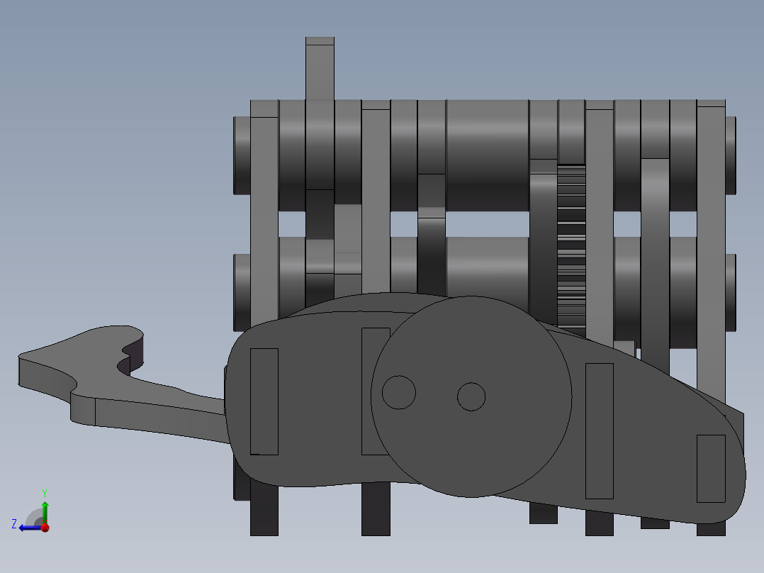 直齿型手摇机械手掌图纸右视图