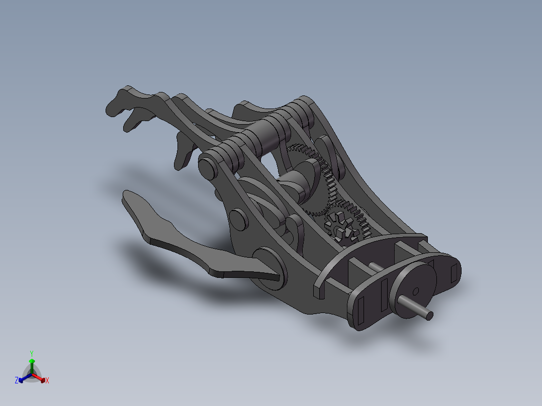 直齿型手摇机械手掌图纸正等轴测图