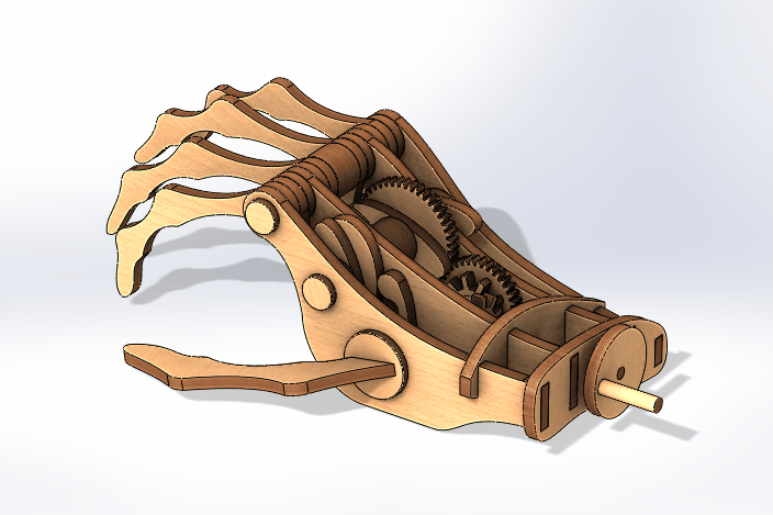 直齿型手摇机械手掌图纸