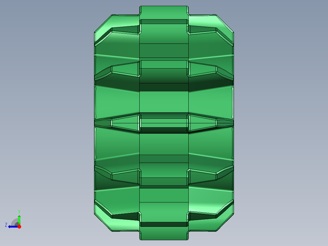 32270 Green Technic Gear 12 Tooth Double Bevel.STEP右视图