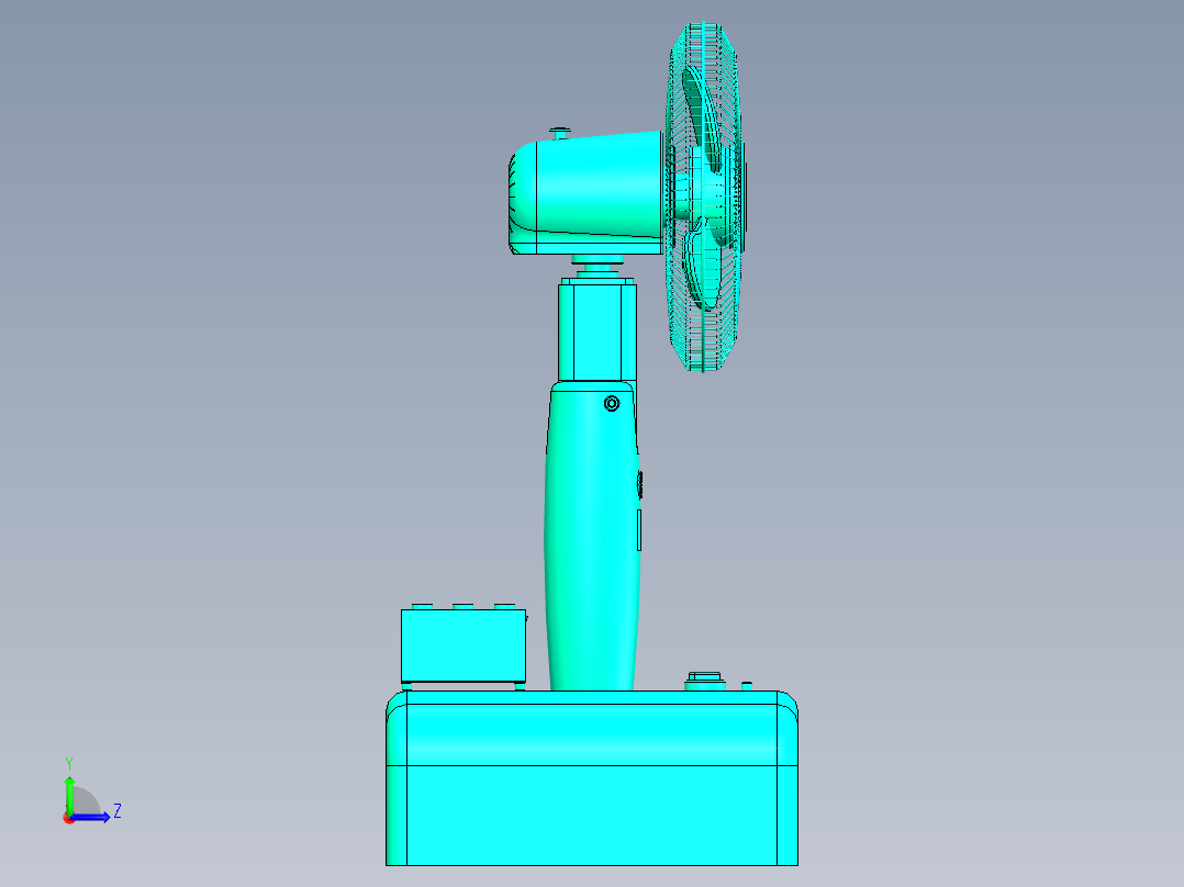 Q134-坐式落地电风扇反求创新设计【三维SolidWorks】左视图
