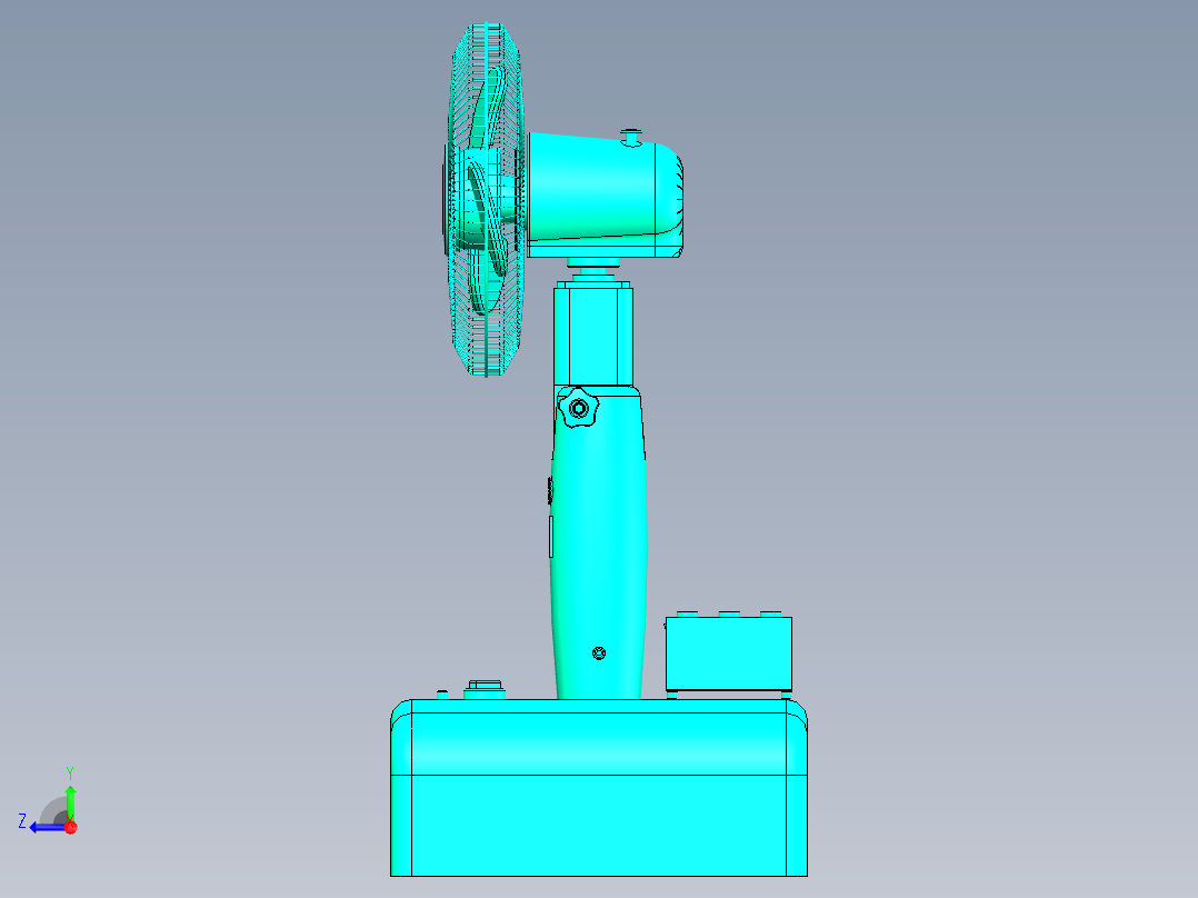 Q134-坐式落地电风扇反求创新设计【三维SolidWorks】右视图
