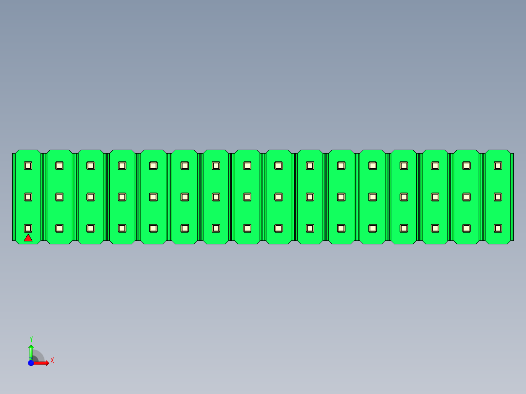彩色公头100mil（2.54mm）系列-DS1021_green_3x16p_100mil_Type43_rev1.0前视图
