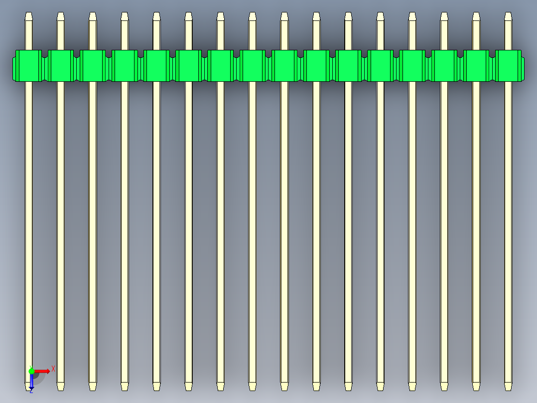 彩色公头100mil（2.54mm）系列-DS1021_green_3x16p_100mil_Type43_rev1.0俯视图