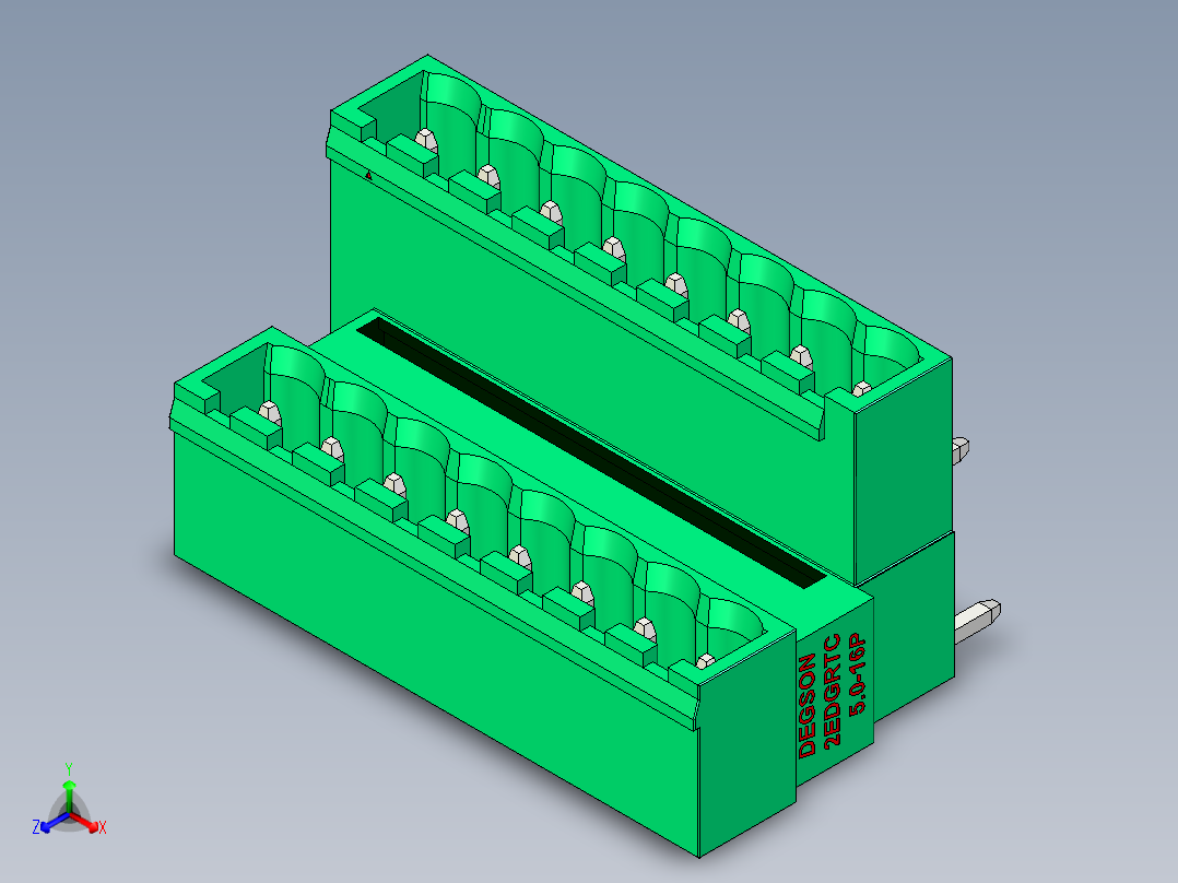DEGSON 2EDG 系列 5.0mm 可插拔接线端子组-2EDGRTC-5.0-16P-14-00AH正等轴测图