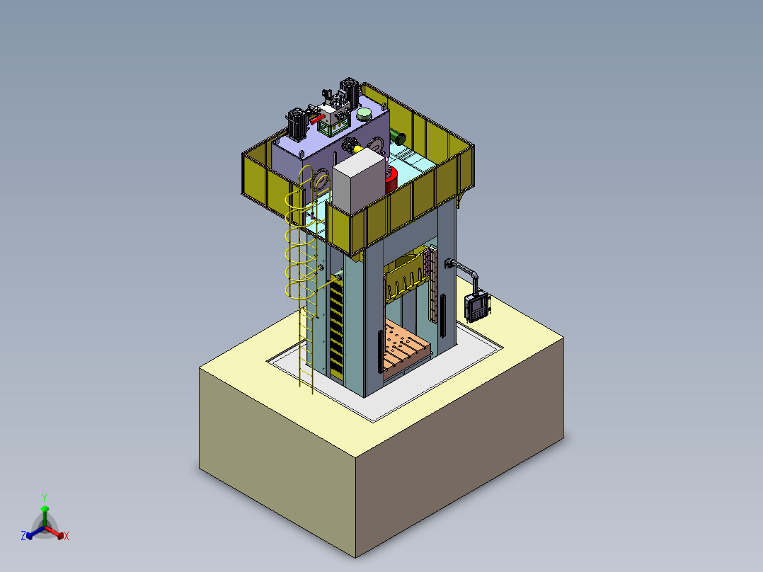 107 600T油压机正等轴测图