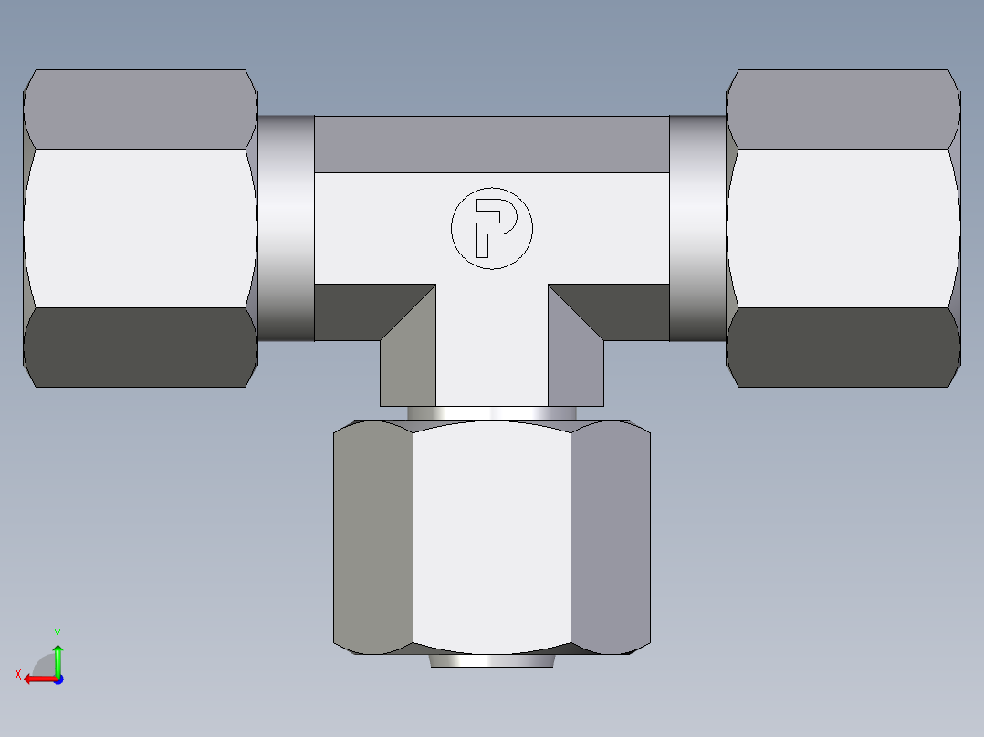 卡套式工业通用硬管接头EO_Swivel_nut_branch_tee_ET08L71后视图