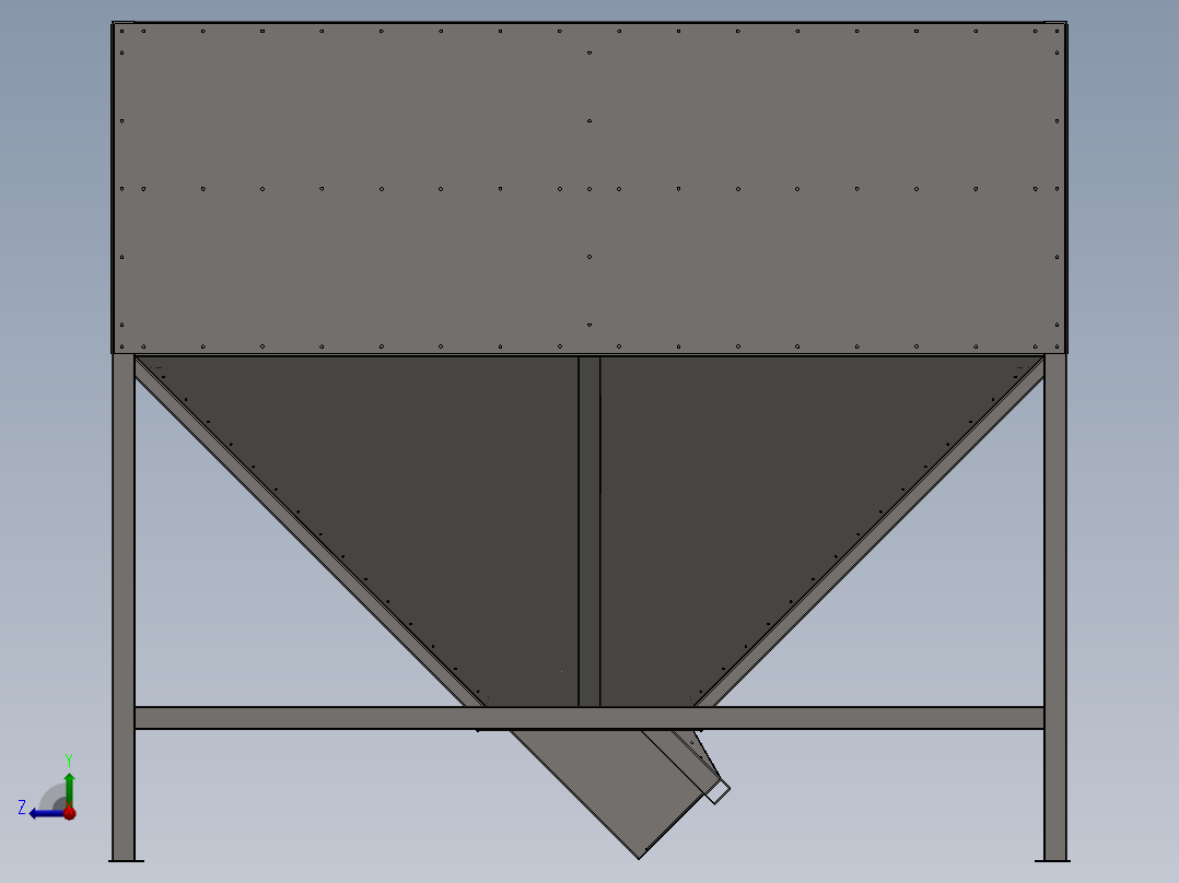 用于颗粒或其他类似松散密度和部分的料斗右视图