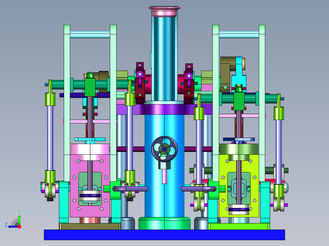 双缸往返式蒸汽发动机右视图