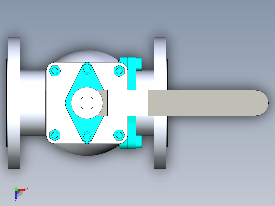 管道手动球阀-水管开关阀-手动阀门法兰连接球阀[65]俯视图