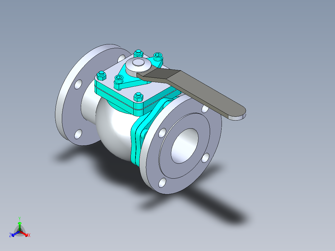 管道手动球阀-水管开关阀-手动阀门法兰连接球阀[65]正等轴测图