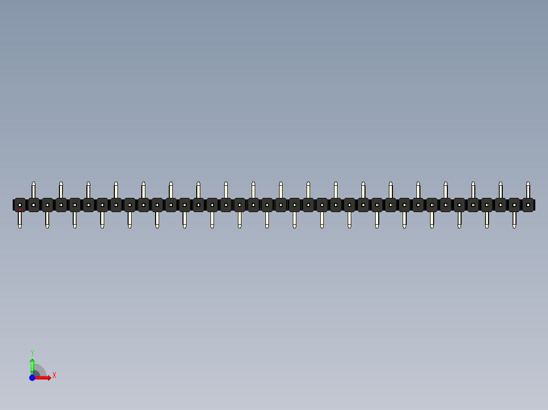 彩色公排针 100mil 2.54mm 系列-DS1022_black_38p_100mil_Type_SMT_R2_rev1.0前视图