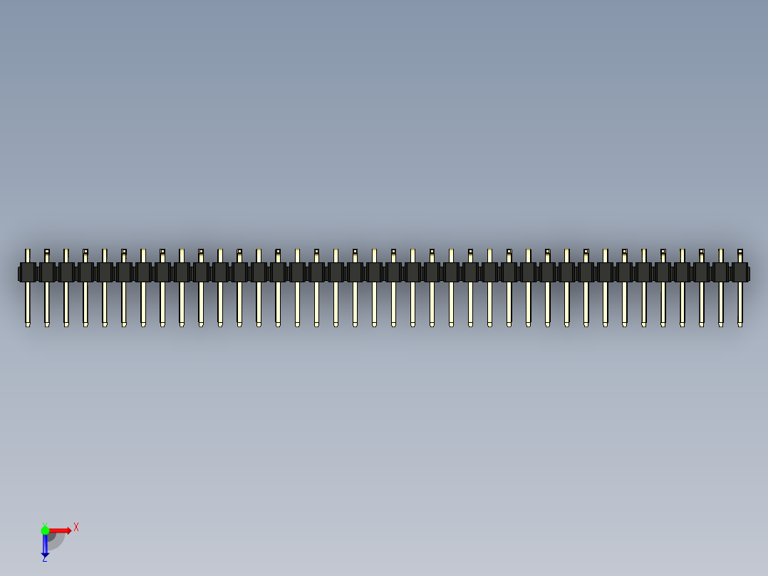 彩色公排针 100mil 2.54mm 系列-DS1022_black_38p_100mil_Type_SMT_R2_rev1.0俯视图
