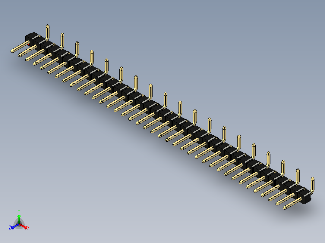 彩色公排针 100mil 2.54mm 系列-DS1022_black_38p_100mil_Type_SMT_R2_rev1.0正等轴测图