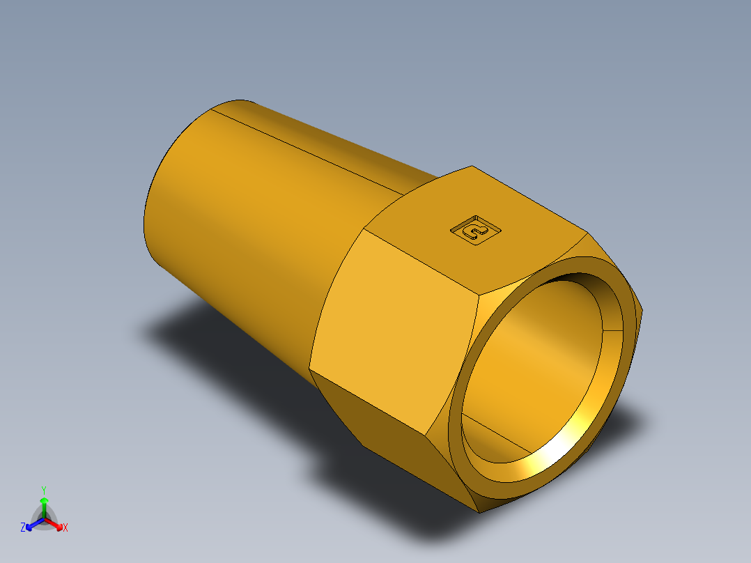 扩口式工业通用硬管接头Long Nut 41FL-10正等轴测图