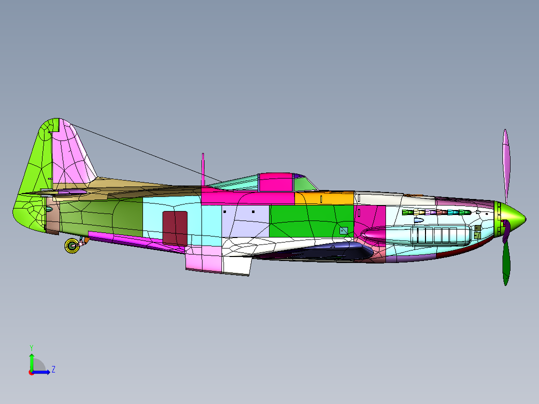 活塞式S49C战斗机左视图
