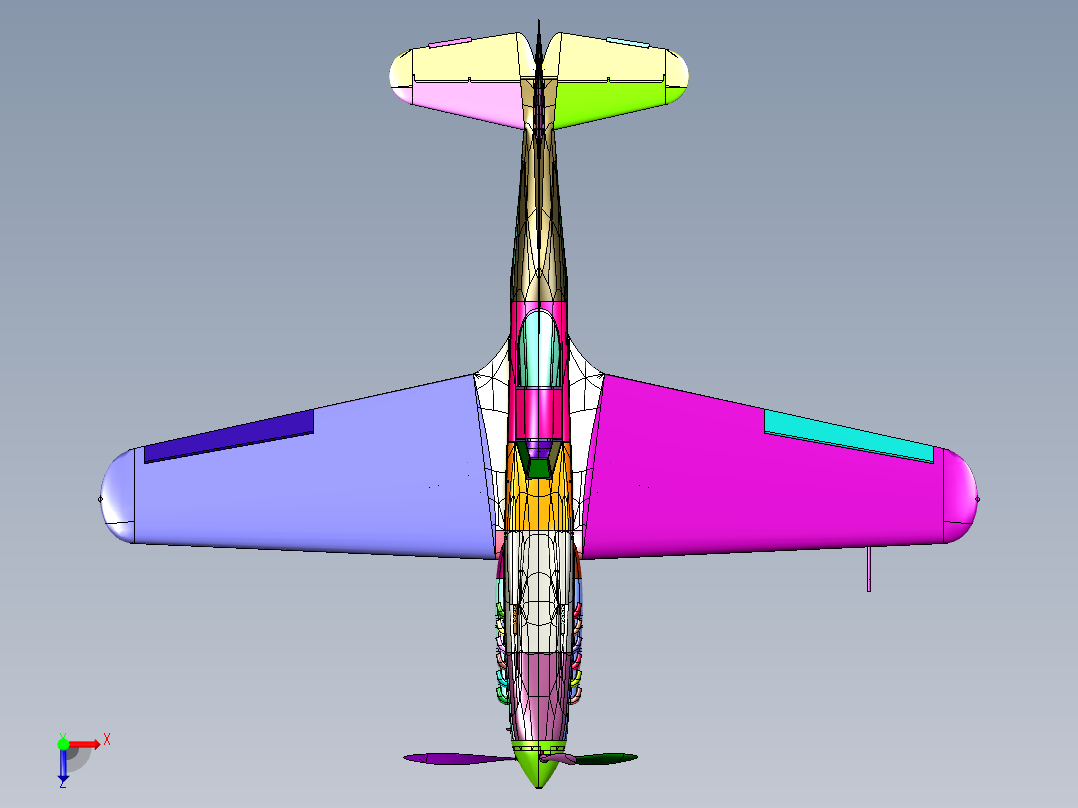 活塞式S49C战斗机俯视图