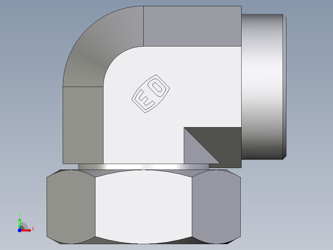 卡套式工业通用硬管接头EO_Swivel_nut_elbow_EW42LOMDCF前视图
