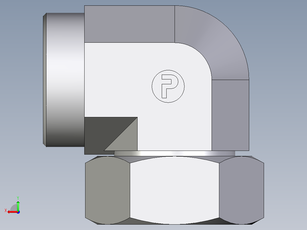 卡套式工业通用硬管接头EO_Swivel_nut_elbow_EW42LOMDCF后视图