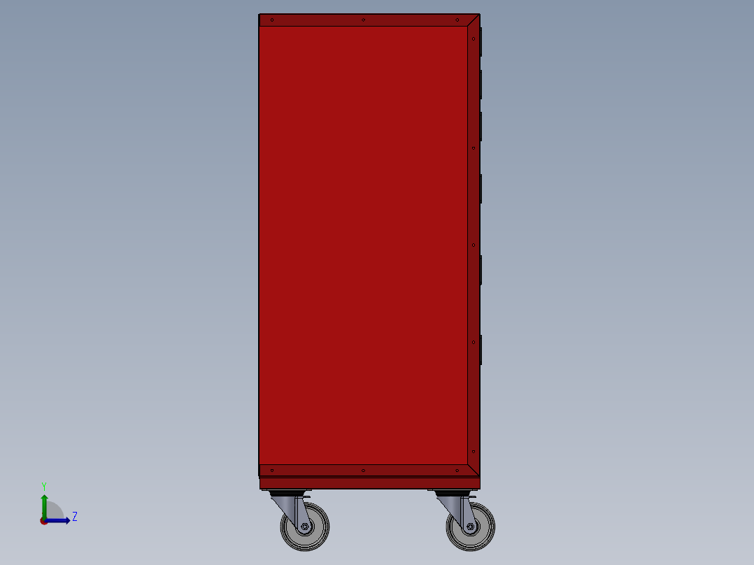 带轮子的工具箱-工具车左视图