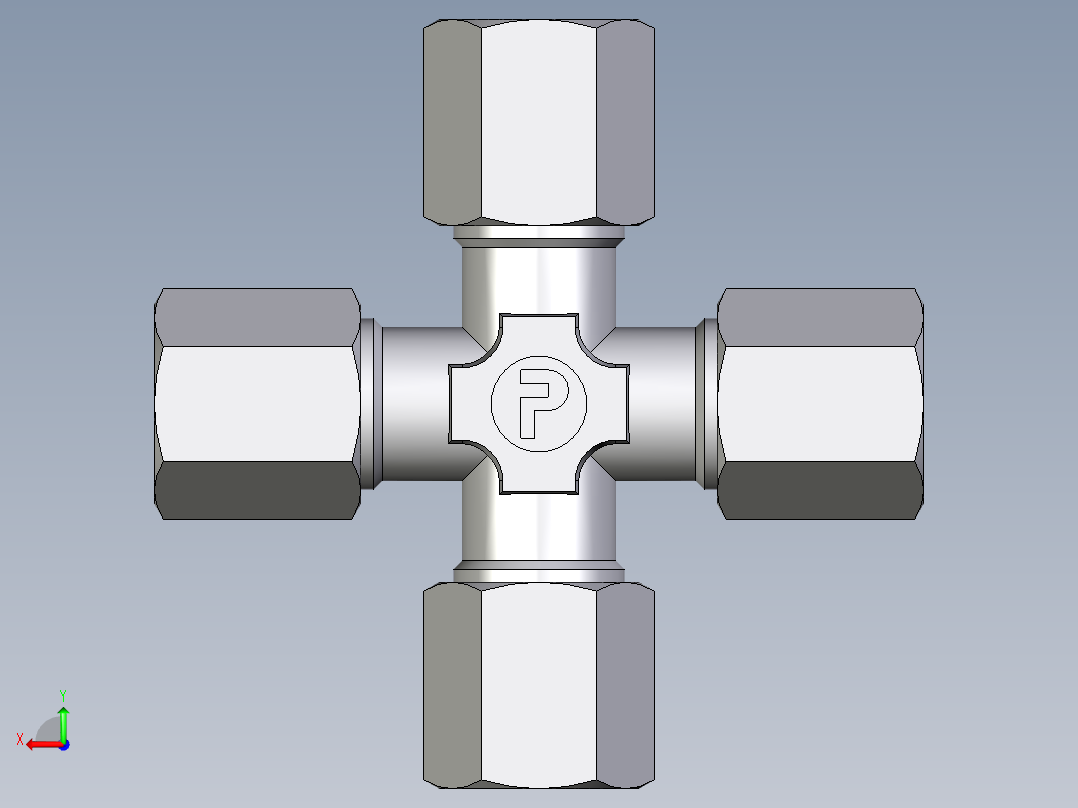 卡套式工业通用硬管接头EO_Union_cross_K06LCF后视图